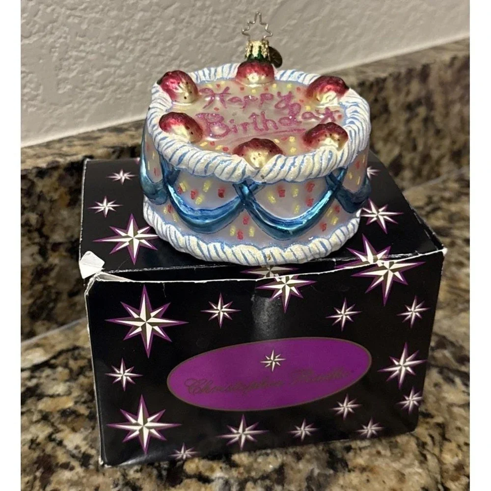 Christopher‎ Radko 2000 Berry Happy Birthday Cake Christmas Holiday Ornament